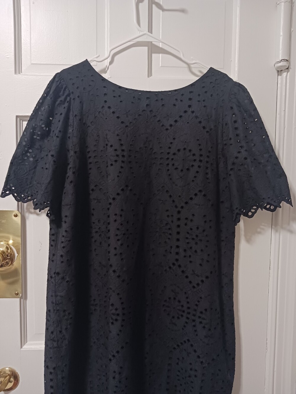 LAUREN Ralph Lauren Oversized Eyelet Lace Midi Dress Black Sz 18 Cotton Feminine